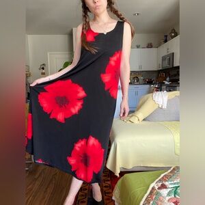 Vintage 90s Slinky Floral Print Jostar Maxi Dress